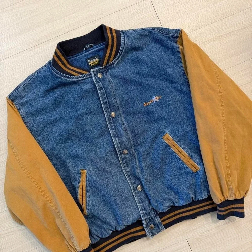 90's Dunbrooke Two Tone Regular Guy Denim Bomber Jacket Mens Size Large